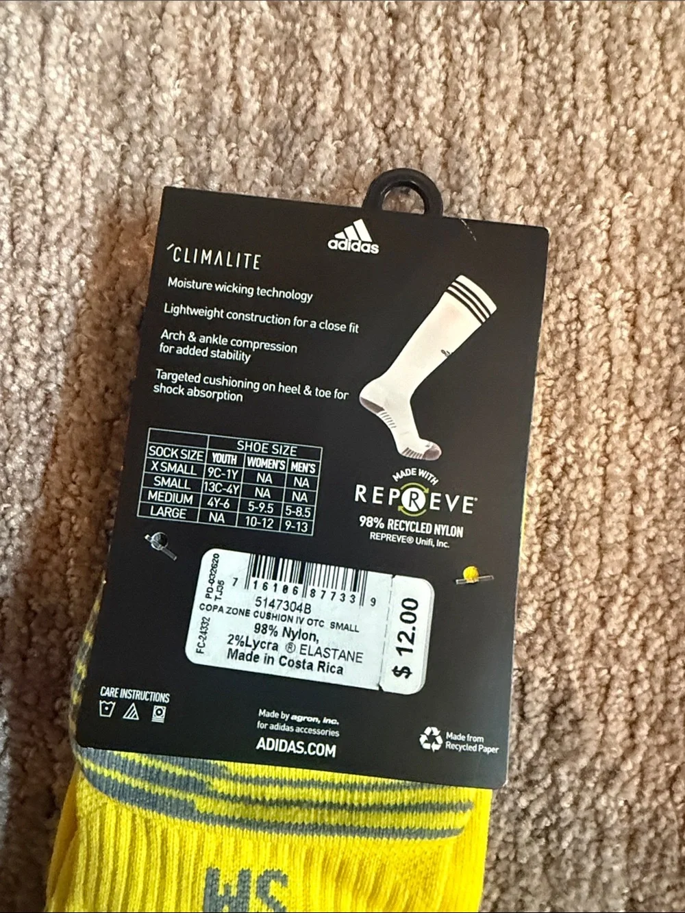 Adidas Men's Soccer Copa Zone Cushion Socks - Yellow (Size S)
